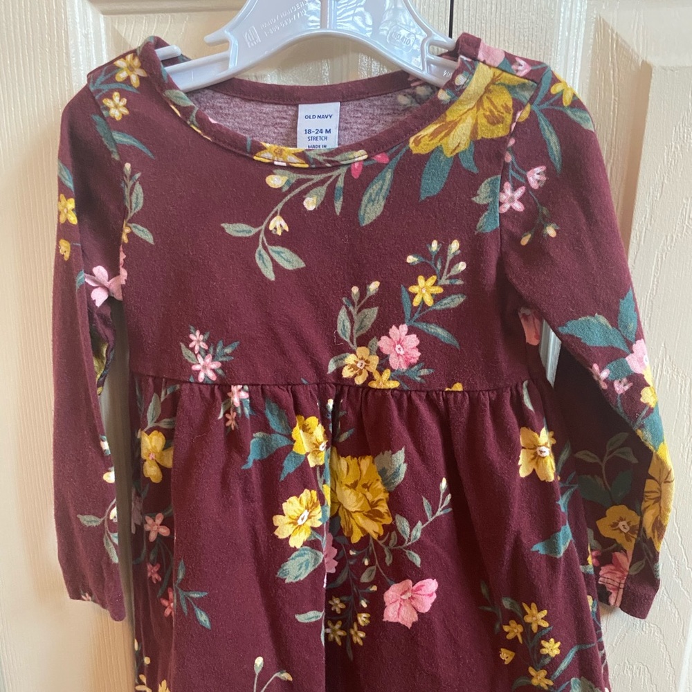 Old Navy Girls Long sleeved burgundy floral dress